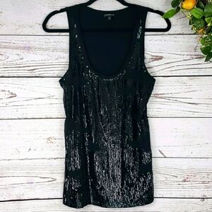 EXPRESS Sequined Sleeveless Top Black Size S